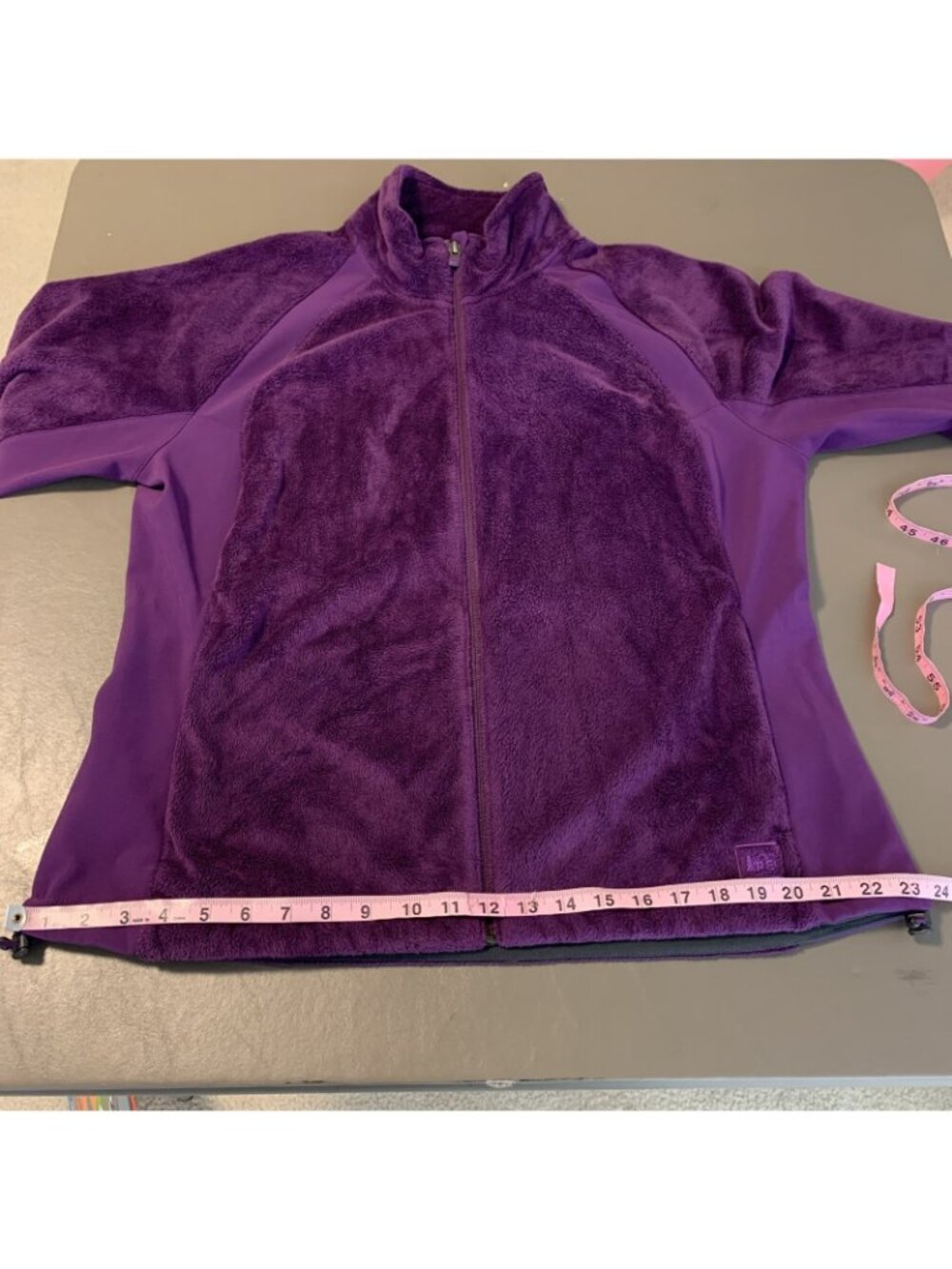 REI Womens XL Fleece Jacket Zip Pockets Fuzzy Purple Outdoor Spring - Picture 13 of 15